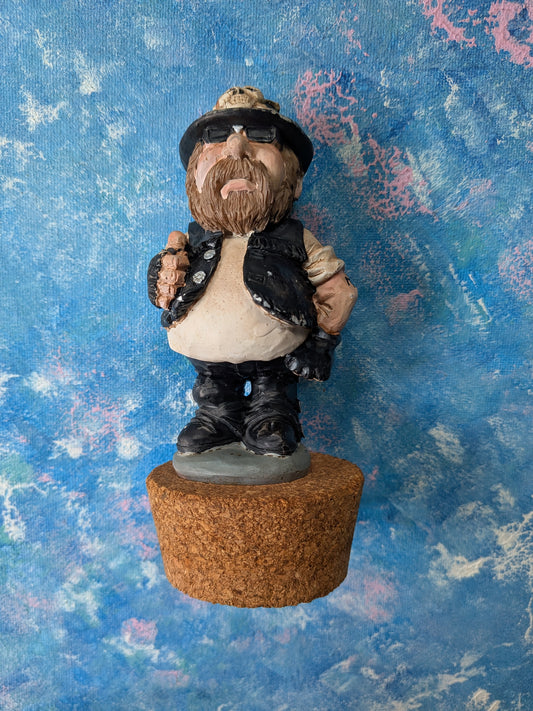 Vintage Biker Dude Figurine "Harley Fund" Coin Bank Cork Topper