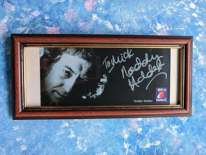 Vintage Noddy Holder Autographed Photo in Frame - Slade Glam Rock Band