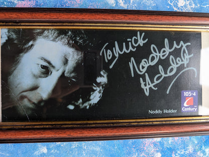 Vintage Noddy Holder Autographed Photo in Frame - Slade Glam Rock Band
