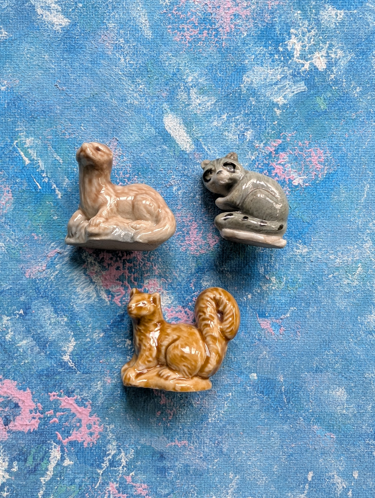 Wade Whimsies Raccoon/Pine Martin/Otter x3 Small Figurines Bundle