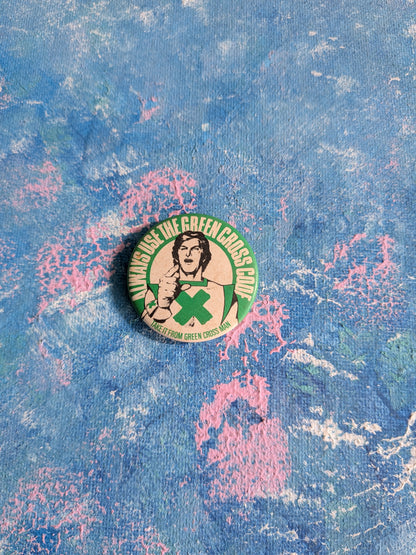 Vintage Green Cross Code Green Cross Man Badge - 1970s