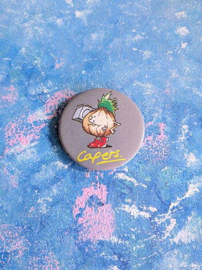 Vintage Cartoon Onion Novelty Badge - 1980s Approx