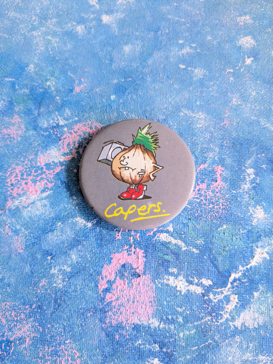 Vintage Cartoon Onion Novelty Badge - 1980s Approx