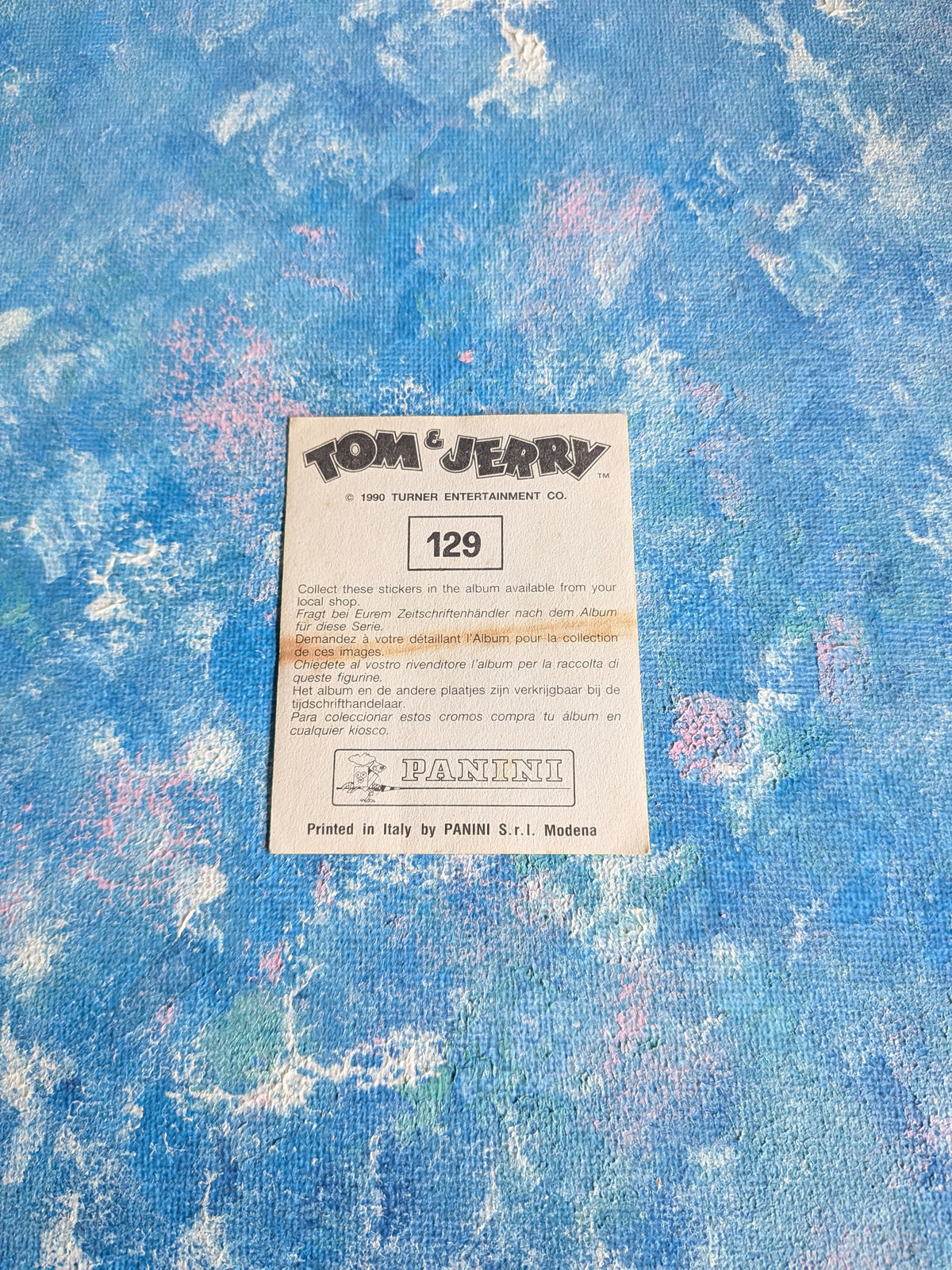 Vintage Tom and Jerry Sticker #129 - 1990 - Turner Entertainment Co/Panini