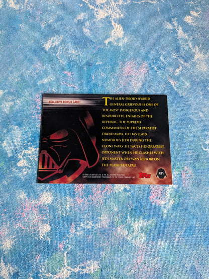 Star Wars: Revenge of The Sith General Grievous B1 Card - 2005 - Topps