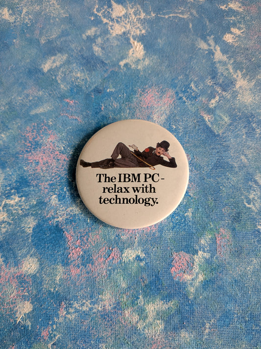 Vintage IBM Personal Computer Charlie Chaplin Badge - 1980s