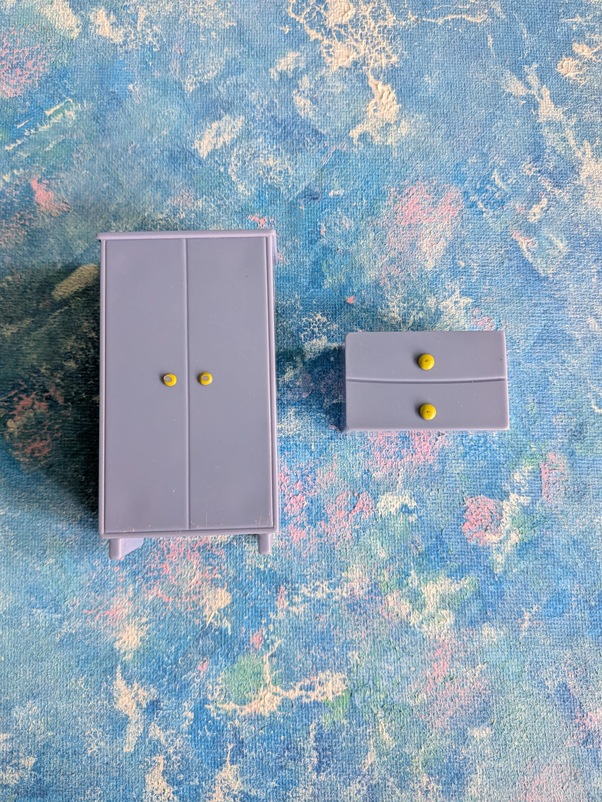 Dolls House Blue Plastic Wardrobe and Drawer - 2003 - Character Options Ltd
