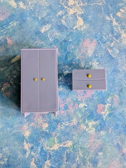 Dolls House Blue Plastic Wardrobe and Drawer - 2003 - Character Options Ltd