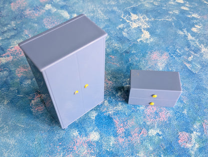 Dolls House Blue Plastic Wardrobe and Drawer - 2003 - Character Options Ltd
