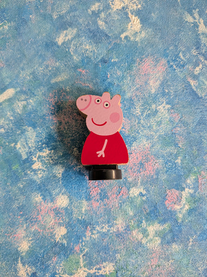 Peppa Pig Wooden Figure on Black Plastic Base
