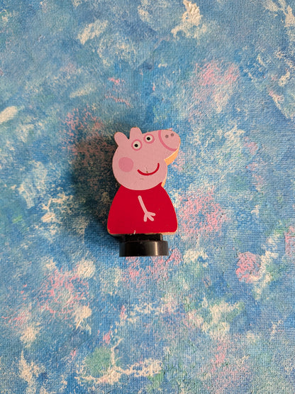 Peppa Pig Wooden Figure on Black Plastic Base