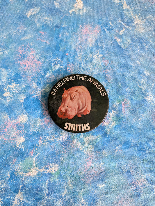 Vintage Smiths Crisps "I'm Helping The Animals" Hippo Badge - 1970s