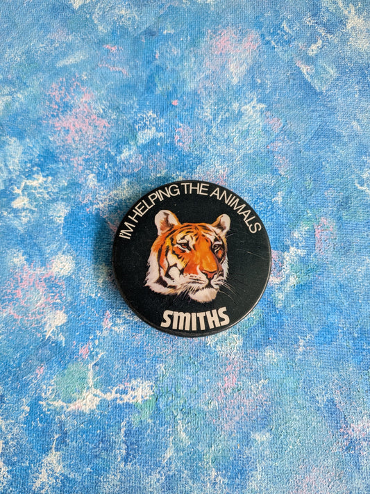 Vintage Smiths Crisps "I'm Helping The Animals" Tiger Badge - 1970s