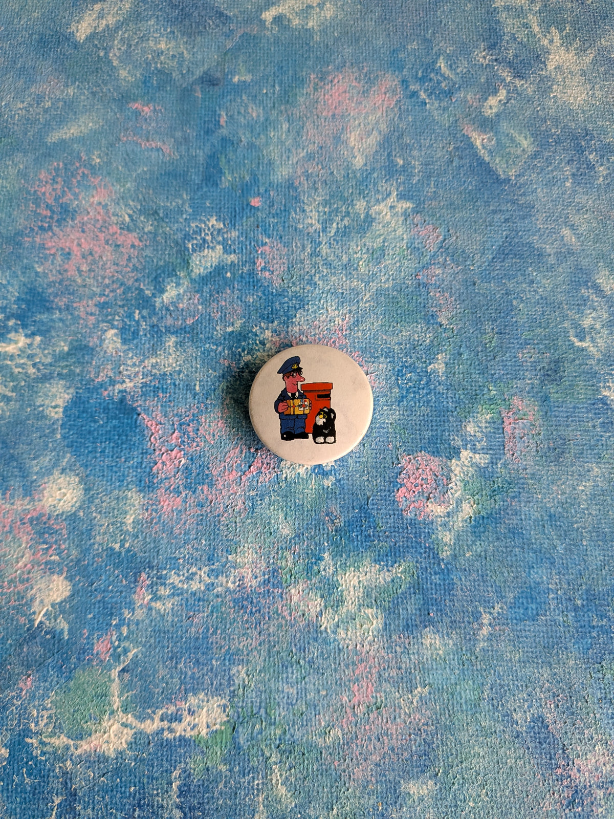 Vintage Postman Pat and Jess the Cat Small Badge - 1980s