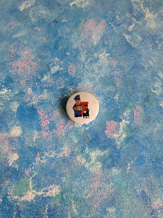 Vintage Postman Pat and Jess the Cat Small Badge - 1980s