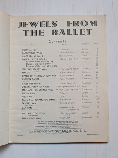 Jewels From The Ballet Piano Sheet Music Book - 1946 - Lawrence Wright Music Co