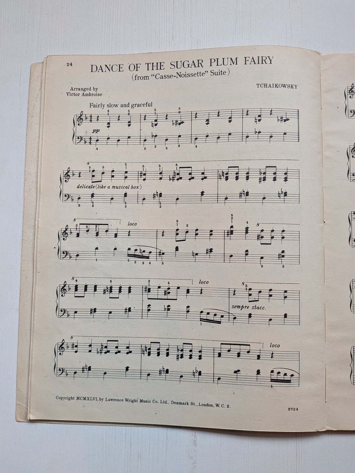 Jewels From The Ballet Piano Sheet Music Book - 1946 - Lawrence Wright Music Co