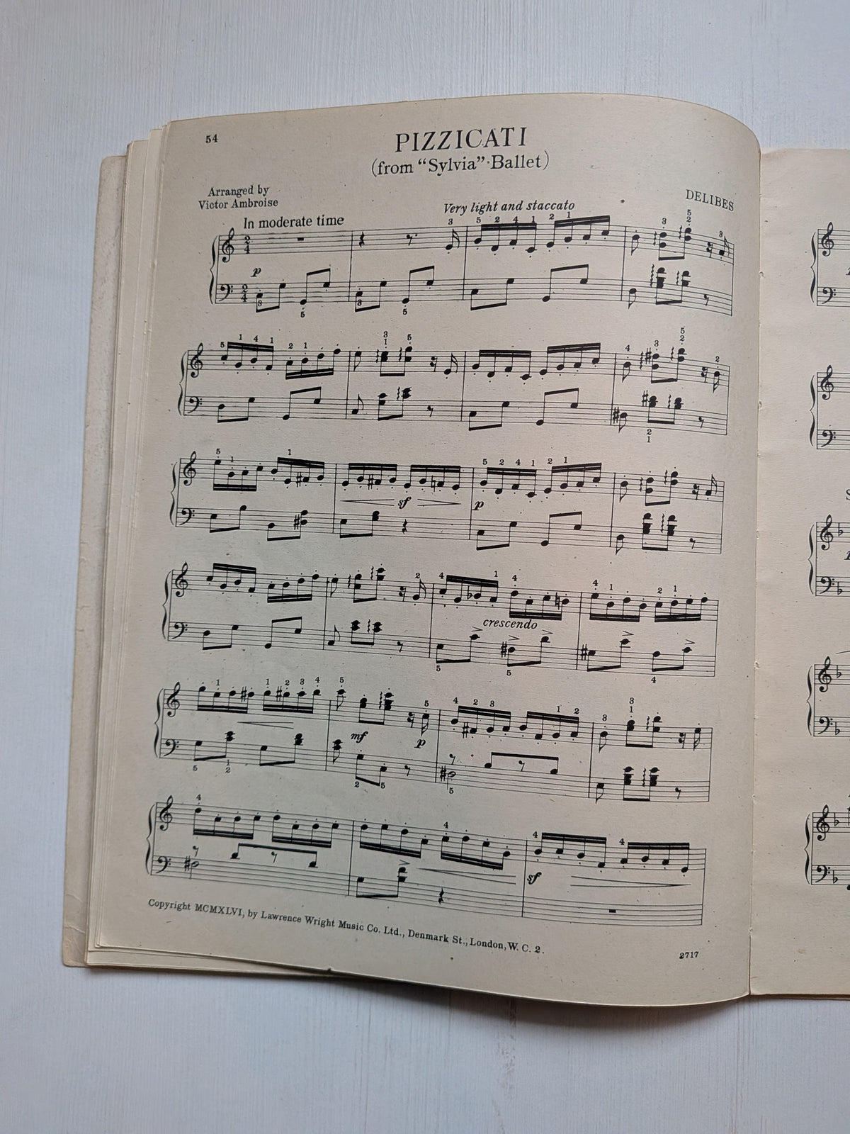 Jewels From The Ballet Piano Sheet Music Book - 1946 - Lawrence Wright Music Co