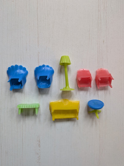 Vintage Miniature Dolls House Plastic Living Room Furniture Set