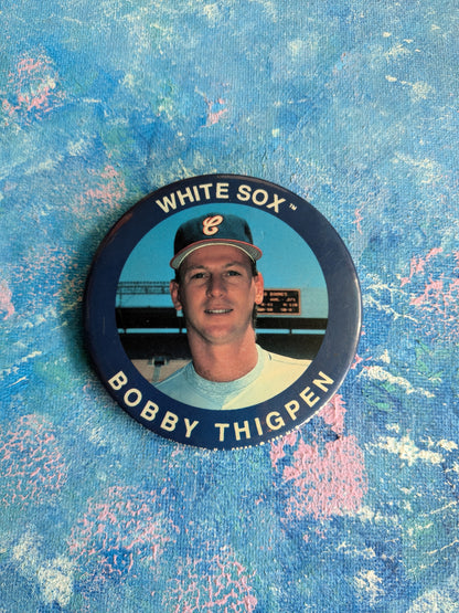 Vintage Bobby Thigpen Chicago White Sox MLB Baseball Badge - 1990