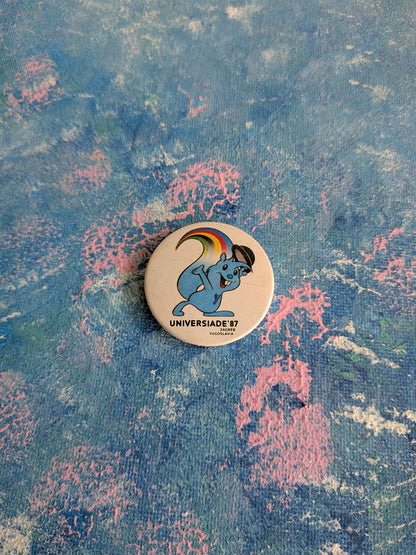 Vintage Yugoslavia Zagi The Squirrel Zagreb Universiade Badge - 1987