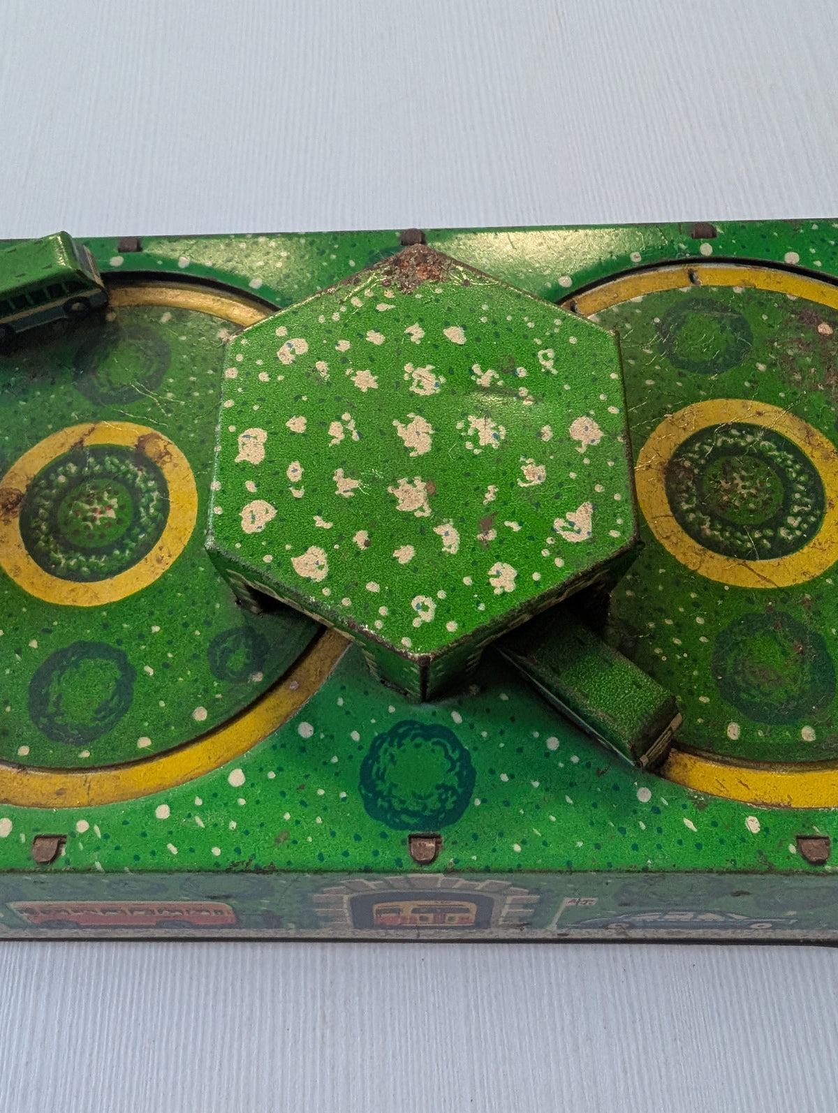 Vintage Russian Tin Clockwork Car/Bus Station Wind-Up Toy - 1950s - See Details