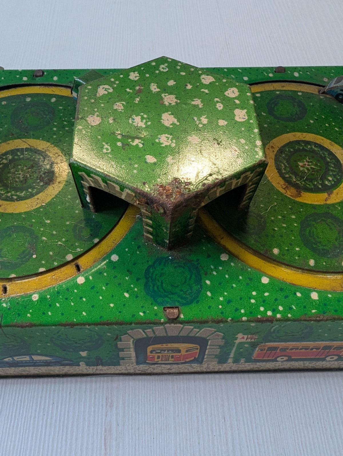 Vintage Russian Tin Clockwork Car/Bus Station Wind-Up Toy - 1950s - See Details