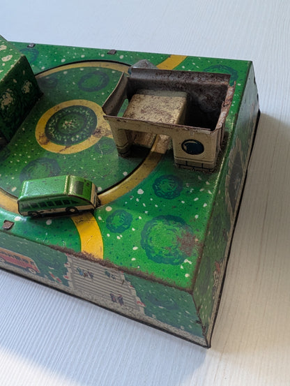 Vintage Russian Tin Clockwork Car/Bus Station Wind-Up Toy - 1950s - See Details