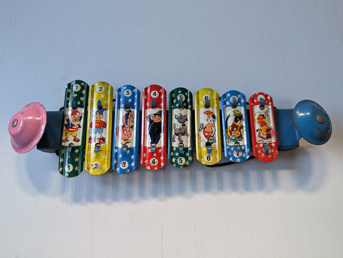 Vintage Enid Blyton Noddy Tinplate Xylophone Toy - 1960 - See Details
