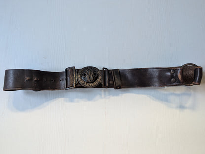 Vintage Boy Scouts Leather Belt with Metal "Be Prepared" Buckle - 1950s Approx