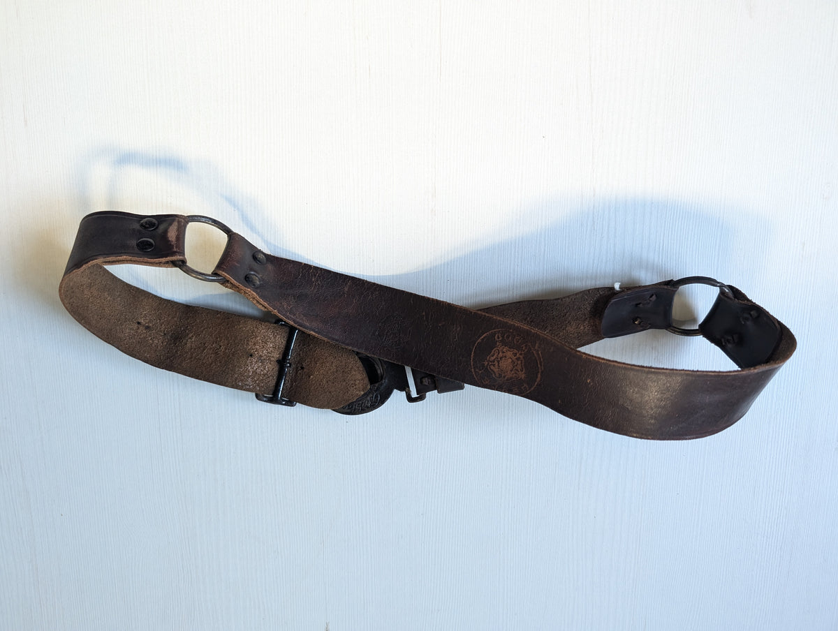 Vintage Boy Scouts Leather Belt with Metal "Be Prepared" Buckle - 1950s Approx