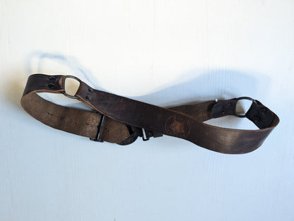 Vintage Boy Scouts Leather Belt with Metal "Be Prepared" Buckle - 1950s Approx