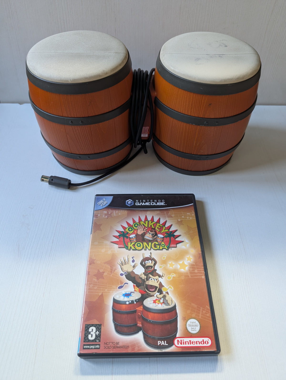 Donkey Konga Bongos and Game - 2004 - Nintendo GameCube - Tested/Working
