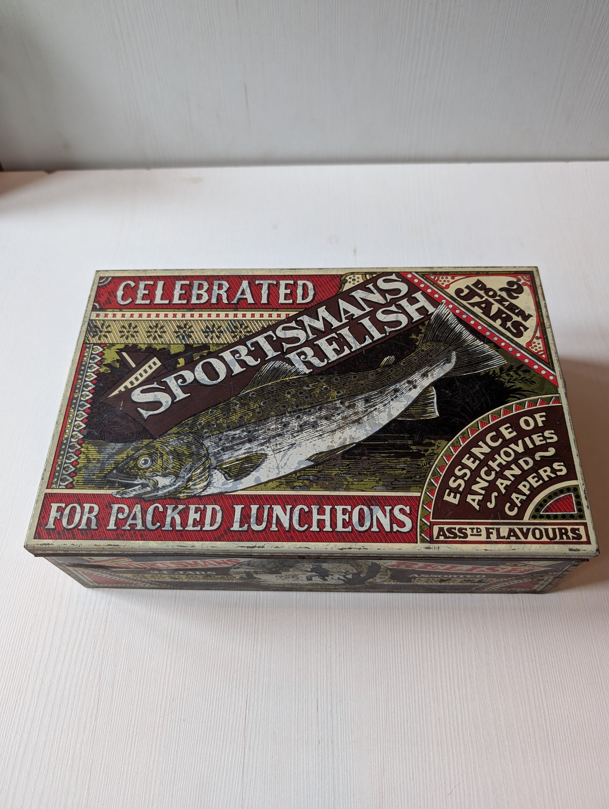 Vintage Sportsmans Relish Lithographed Tin (Empty) - Huntley, Boorne & Stevens