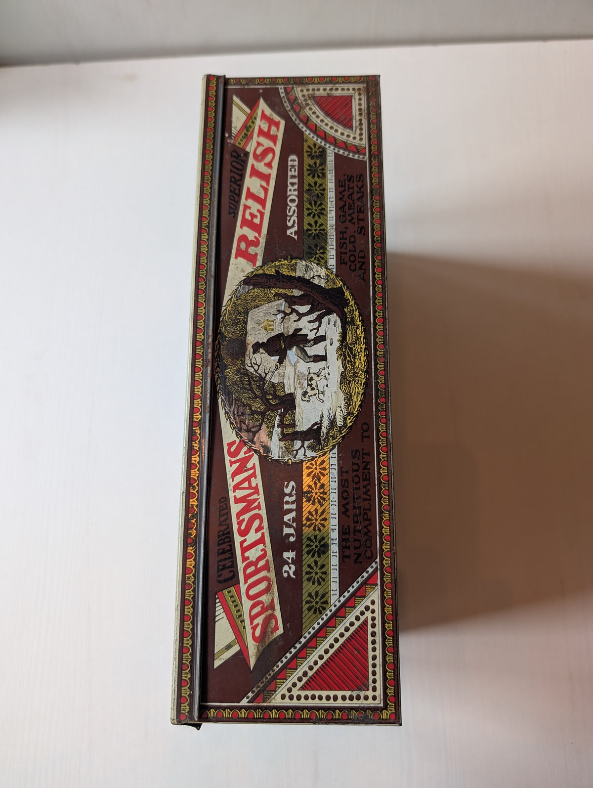 Vintage Sportsmans Relish Lithographed Tin (Empty) - Huntley, Boorne & Stevens