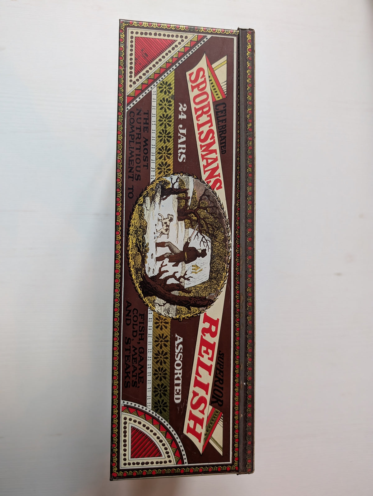 Vintage Sportsmans Relish Lithographed Tin (Empty) - Huntley, Boorne & Stevens