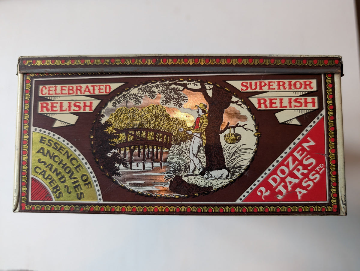 Vintage Sportsmans Relish Lithographed Tin (Empty) - Huntley, Boorne & Stevens