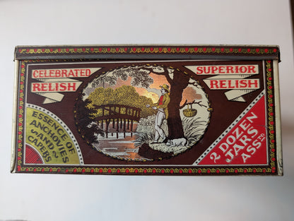 Vintage Sportsmans Relish Lithographed Tin (Empty) - Huntley, Boorne & Stevens