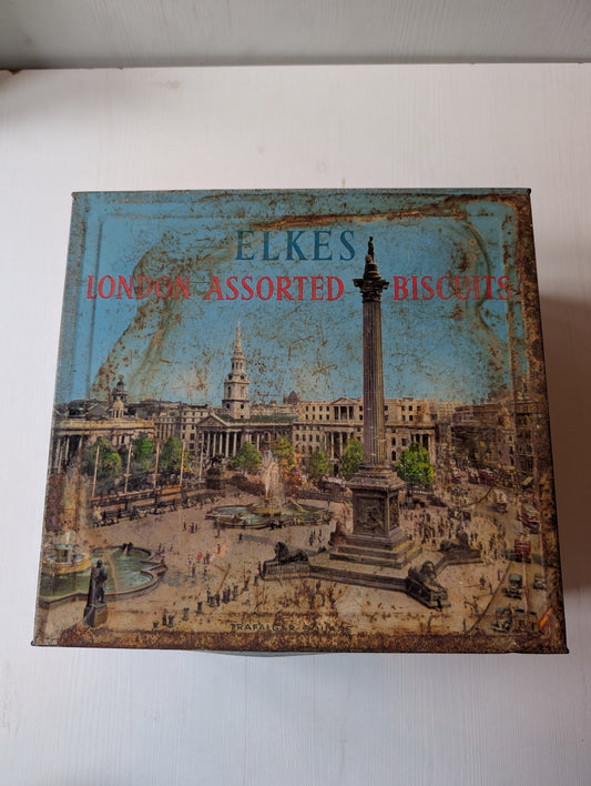Vintage Elkes London Assorted Biscuits Large Tin (Empty) - 1950s Approx
