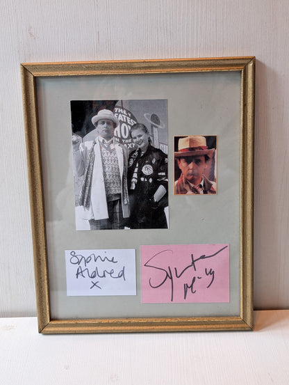 Vintage Doctor Who Sylvester McCoy and Sophie Aldred Framed Autographs