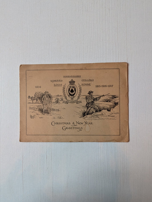 World War I British Army 12th (Eastern) Division Christmas Card - 1917