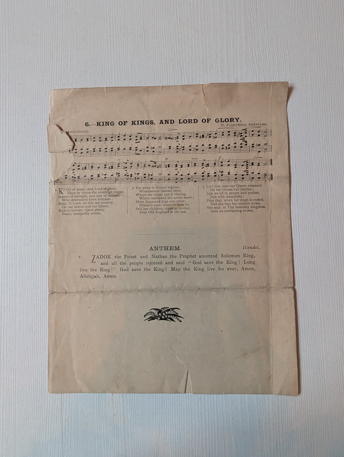 Antique Queen Victoria Golden Jubilee Celebration Church Hymn Sheet - 1887