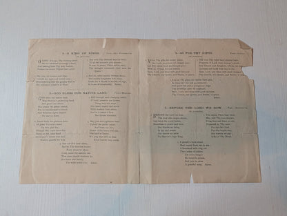 Antique Queen Victoria Golden Jubilee Celebration Church Hymn Sheet - 1887