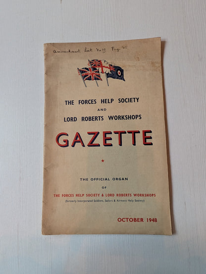 The Forces Help Society and Lord Roberts Workshops Gazette - October 1948