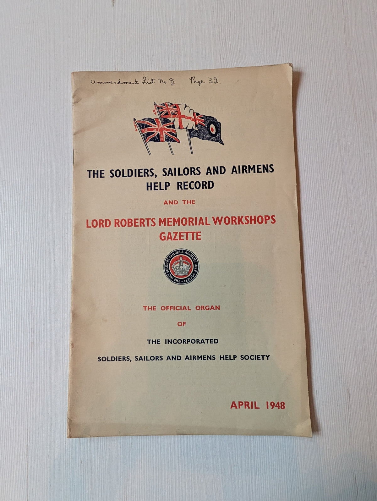 The Soldiers, Sailors and Airmens Help Record - April 1948