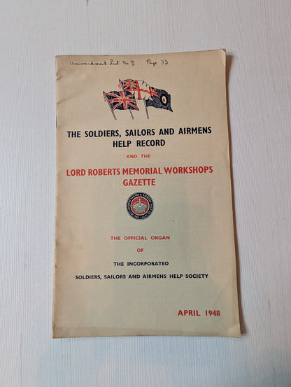 The Soldiers, Sailors and Airmens Help Record - April 1948