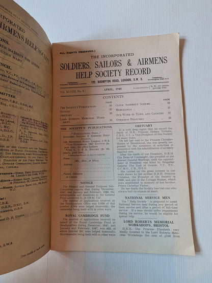 The Soldiers, Sailors and Airmens Help Record - April 1948