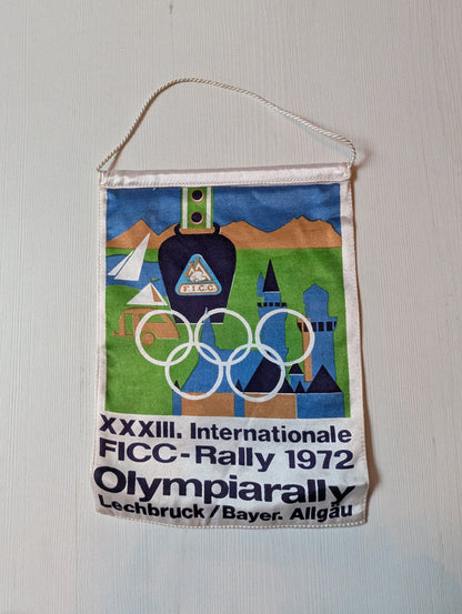 Vintage FICC Rally Fabric Hanging Pennant - 1972 Munich Olympic Games