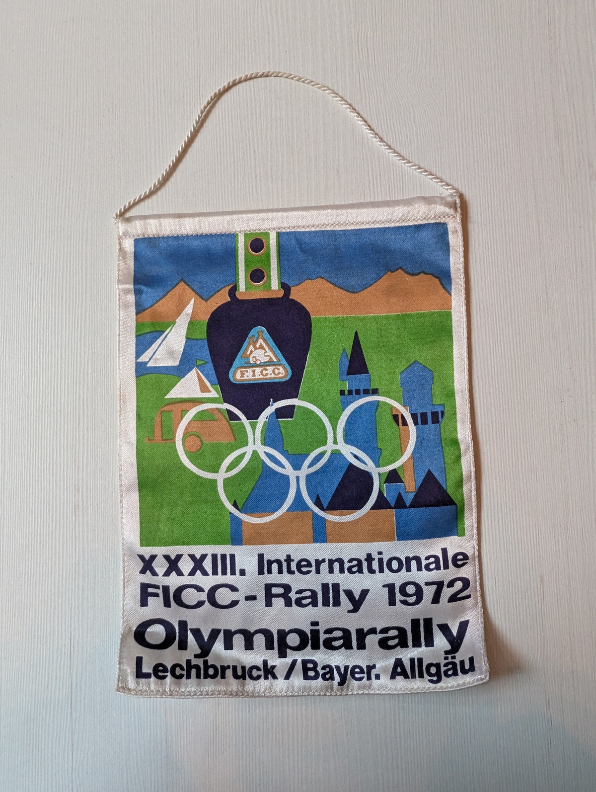 Vintage FICC Rally Fabric Hanging Pennant - 1972 Munich Olympic Games