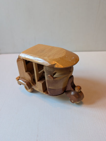 Vintage Wooden Tuk-Tuk/Auto-Rickshaw Toy Vehicle